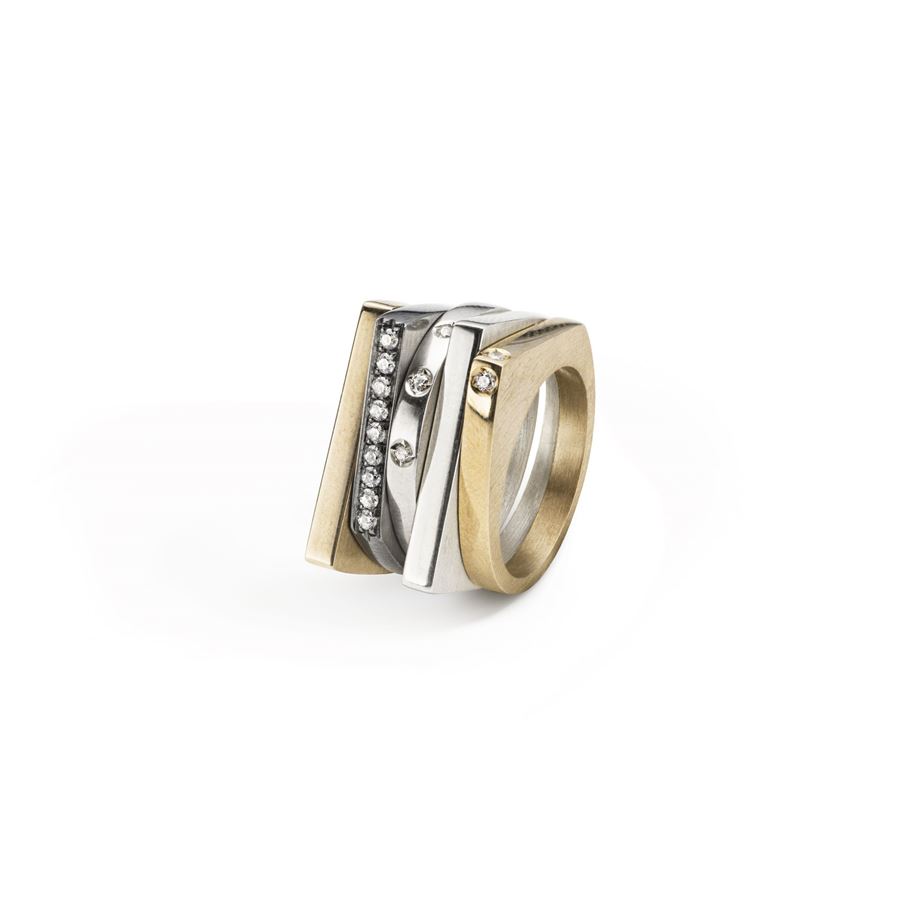 Modular Congiunzioni point ring with stones CONGIUNZIONI | AN1 CONPBRO SQ2